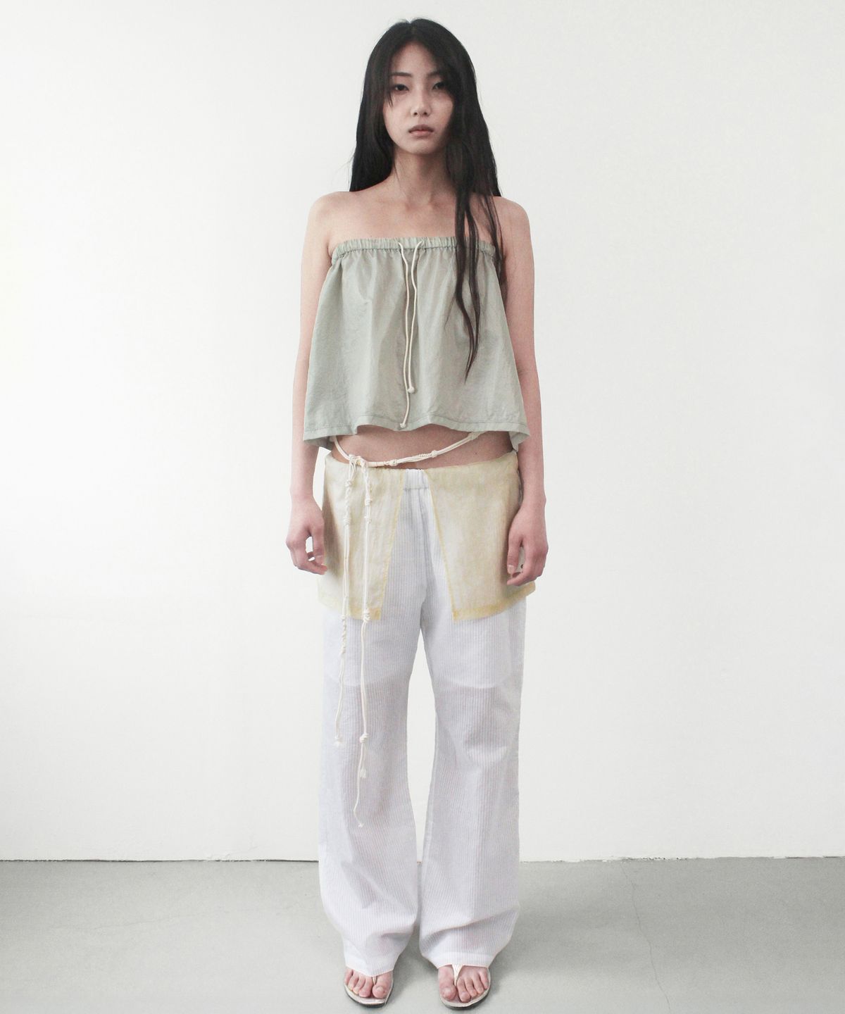 카셀(CACELE) OVERLAY STRIPE PANTS, WHITE