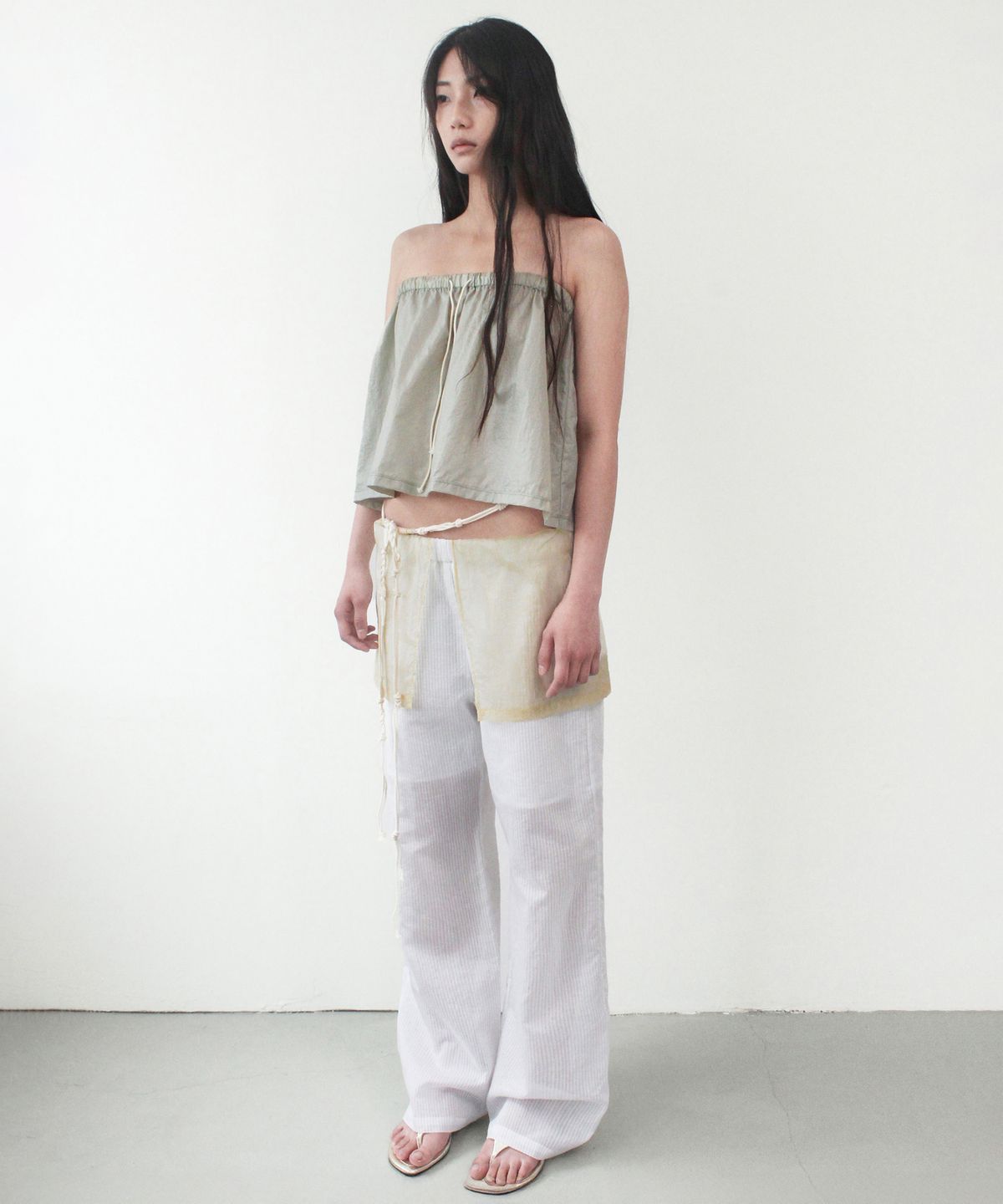 카셀(CACELE) OVERLAY STRIPE PANTS, WHITE