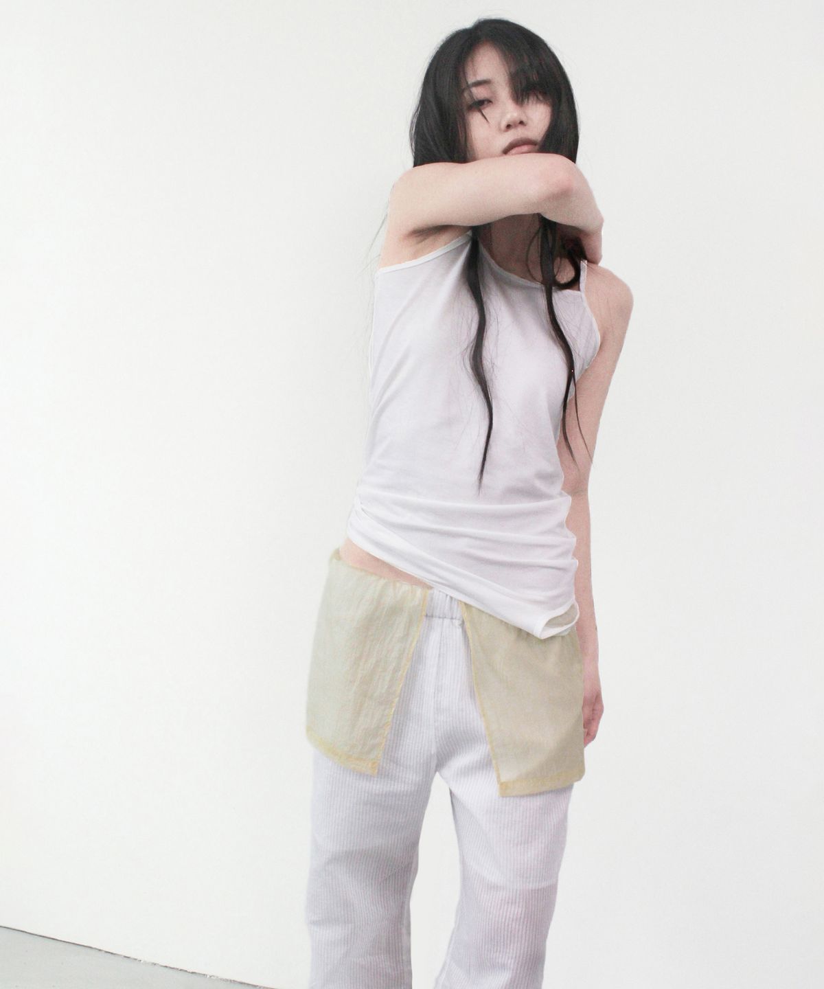 카셀(CACELE) OVERLAY STRIPE PANTS, WHITE