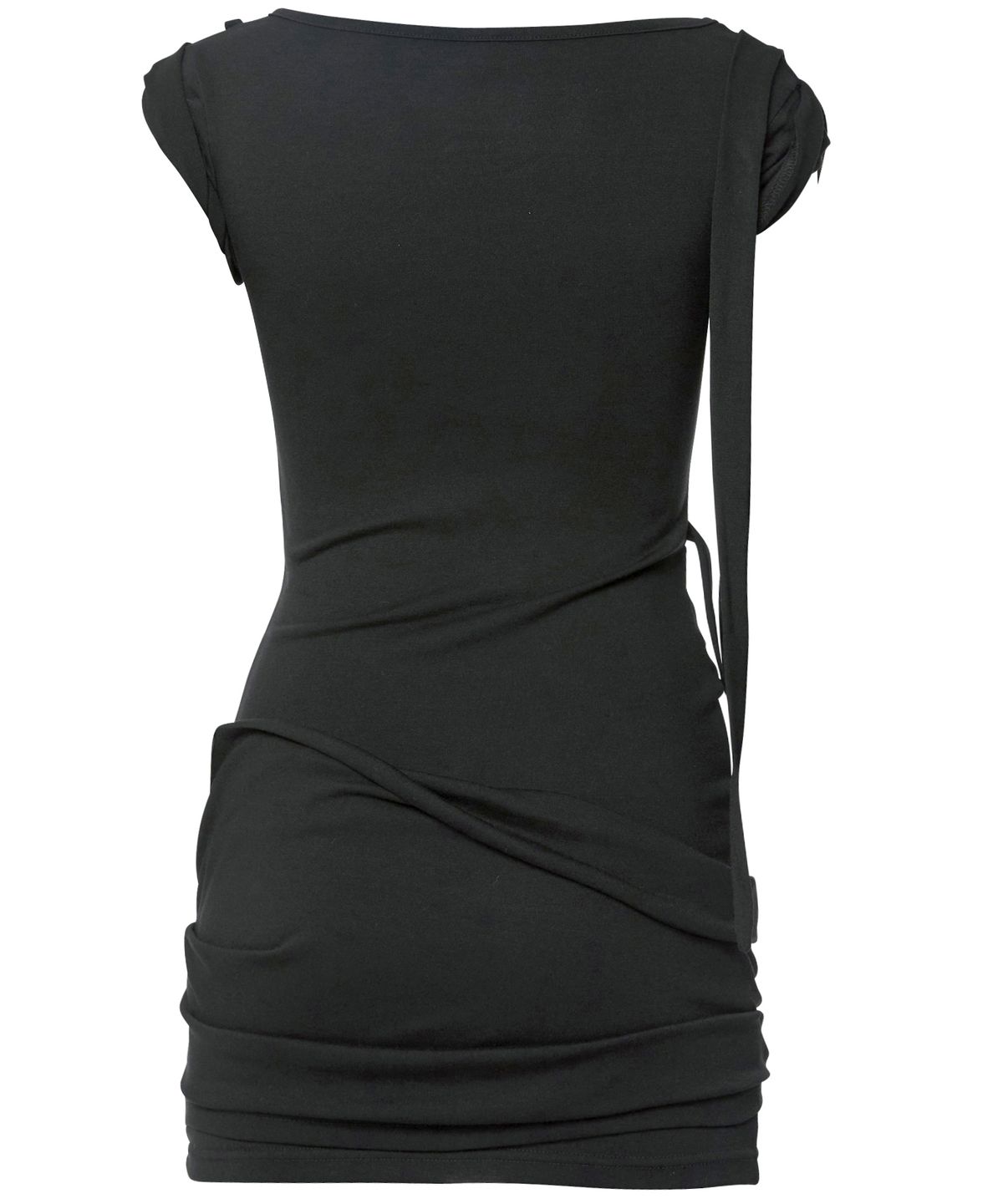 플레어업(FLAREUP) Asymmetrical Draped Strap Roll-Up Dress (FL-171_Black)