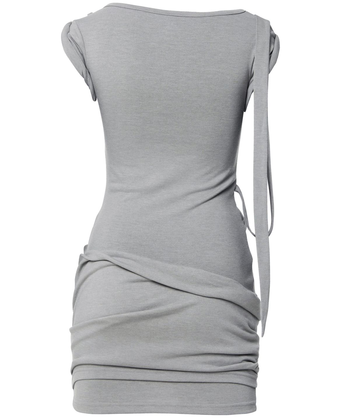 플레어업(FLAREUP) Asymmetrical Draped Strap Roll-Up Dress (FL-171_Gray)