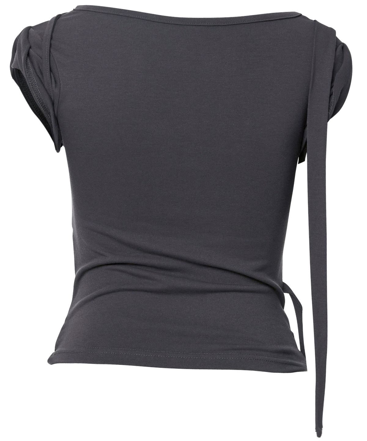 플레어업(FLAREUP) Asymmetrical Draped Strap Roll-Up T-Shirt (FL-170_Charcoal)