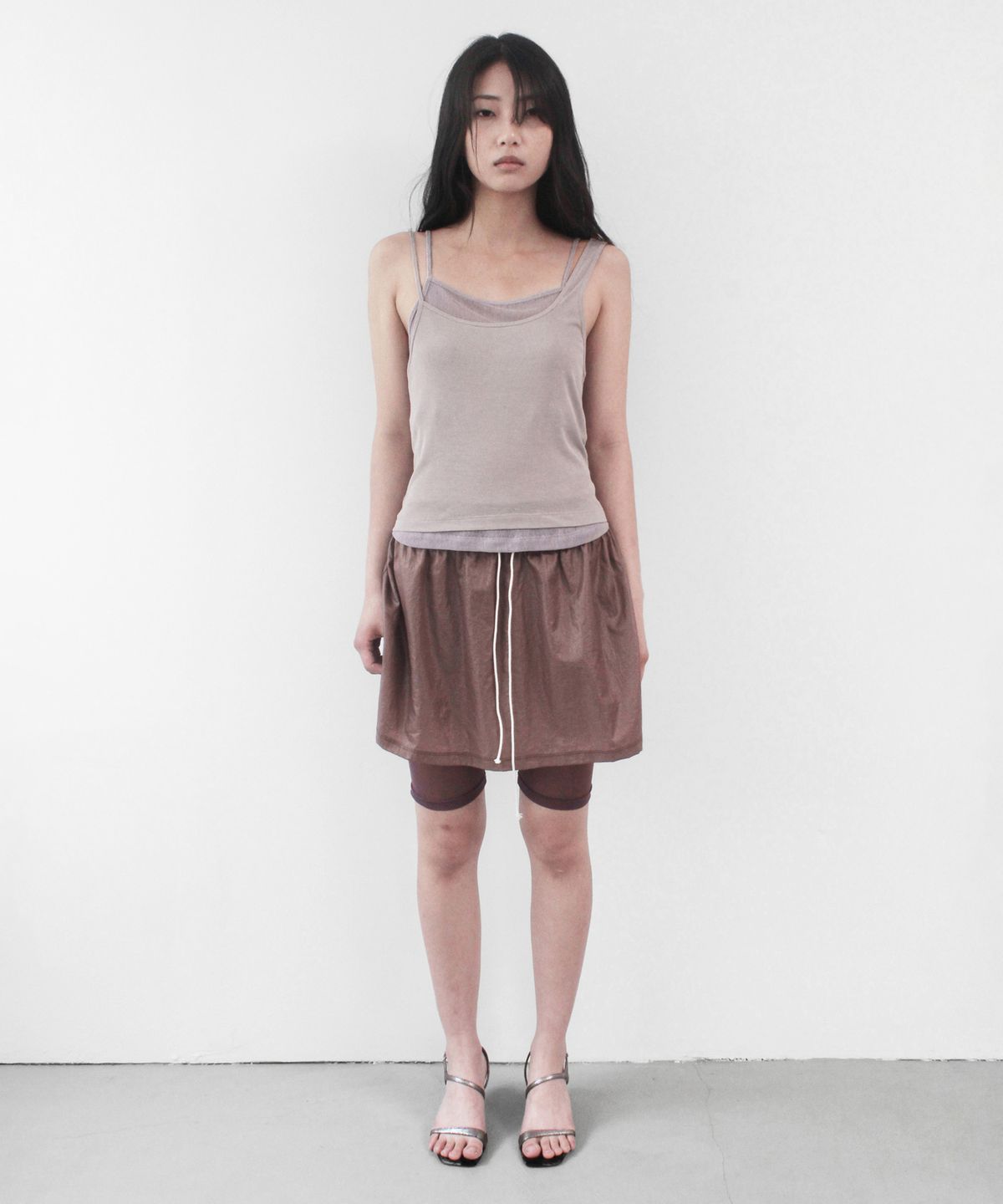 카셀(CACELE) VOLUME MINI SHEER SKIRT, WINE