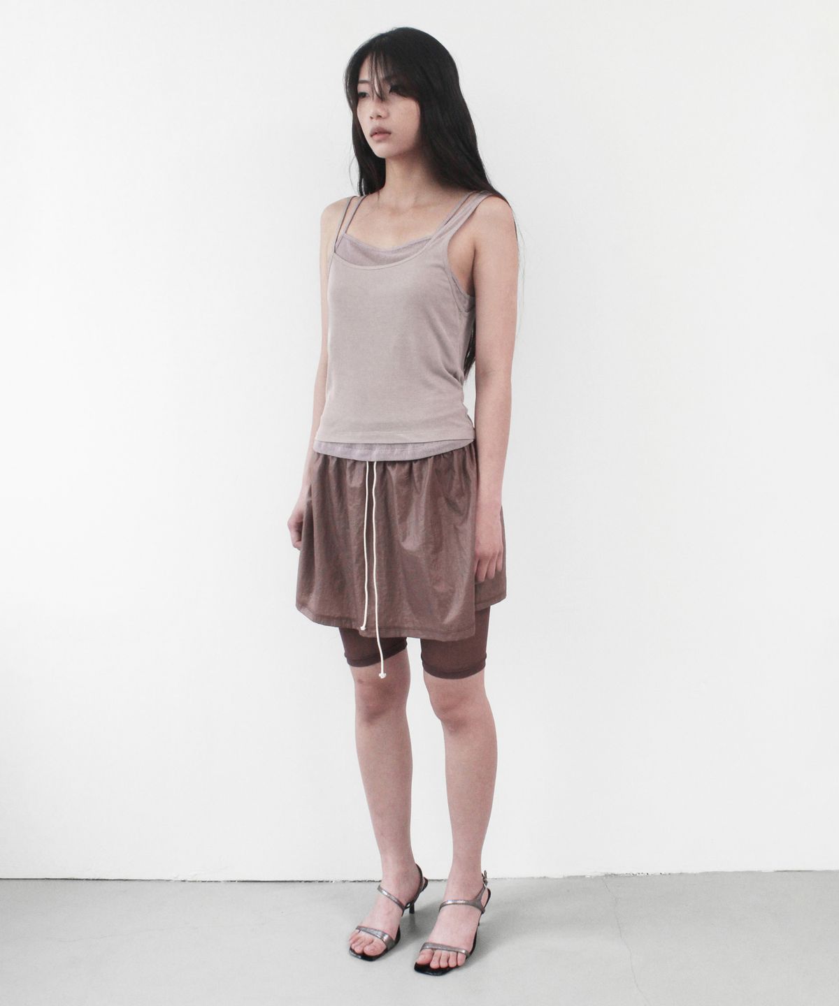 카셀(CACELE) VOLUME MINI SHEER SKIRT, WINE