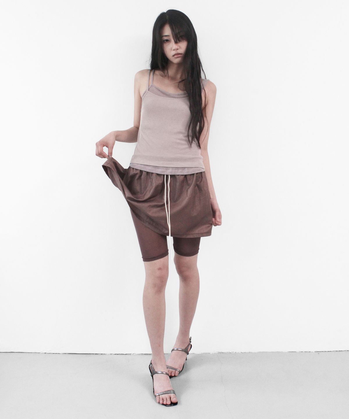 카셀(CACELE) VOLUME MINI SHEER SKIRT, WINE