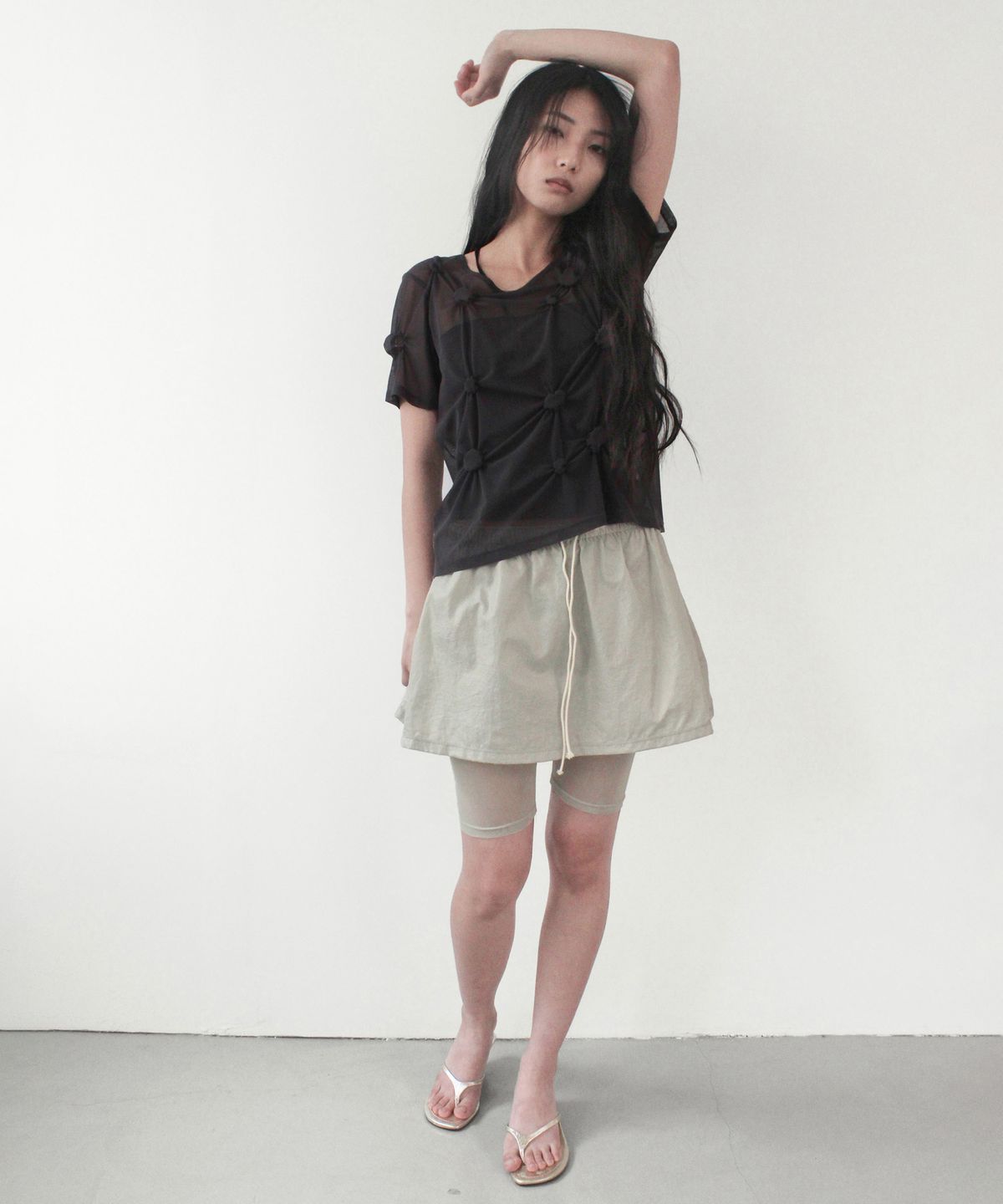 카셀(CACELE) VOLUME MINI SHEER SKIRT, MIST