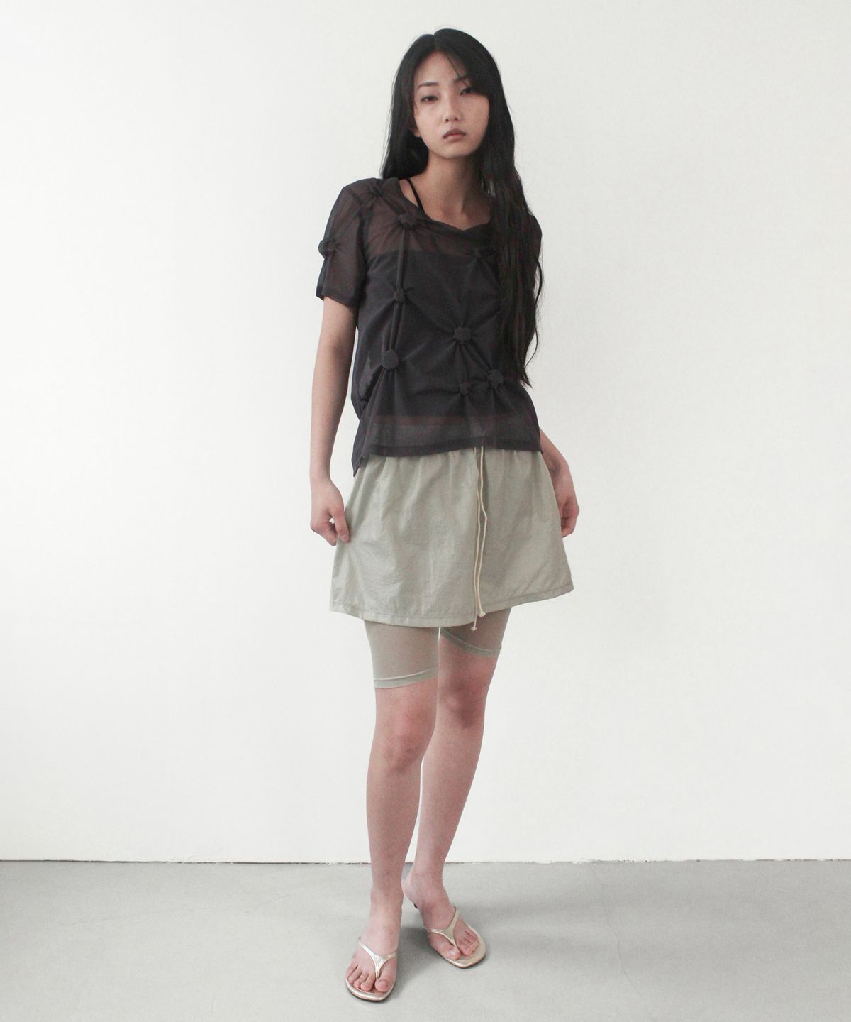 카셀(CACELE) VOLUME MINI SHEER SKIRT, MIST
