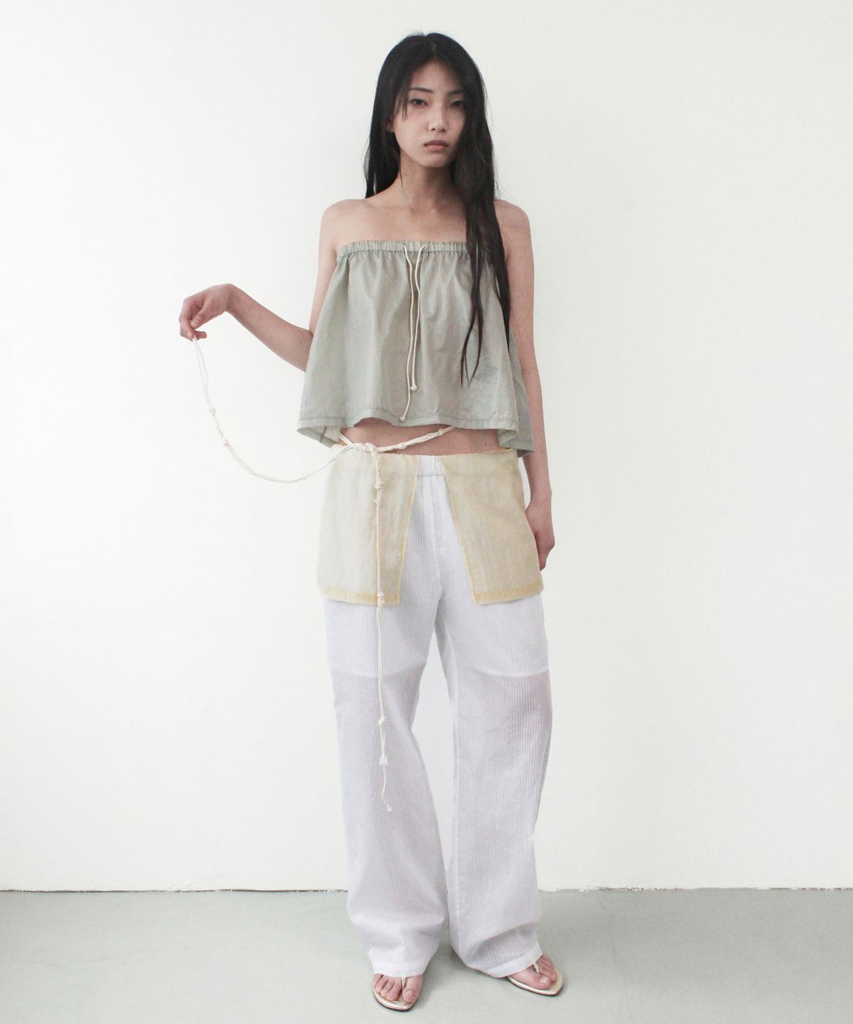 카셀(CACELE) VOLUME MINI SHEER SKIRT, MIST