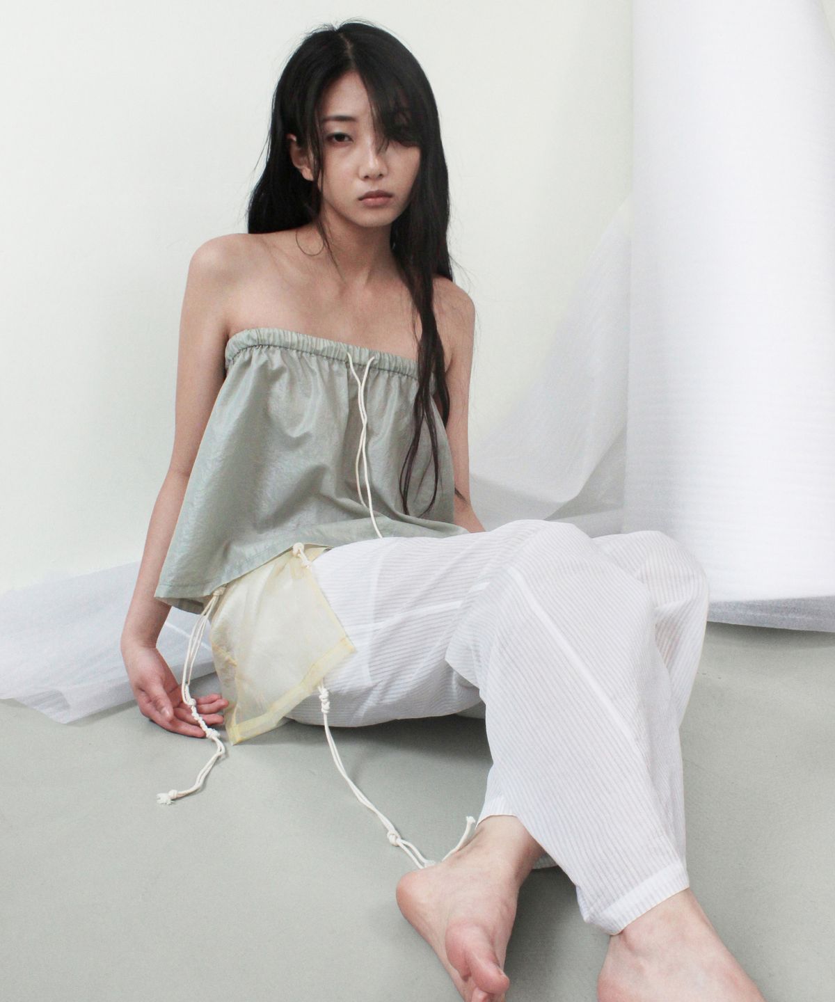 카셀(CACELE) VOLUME MINI SHEER SKIRT, MIST
