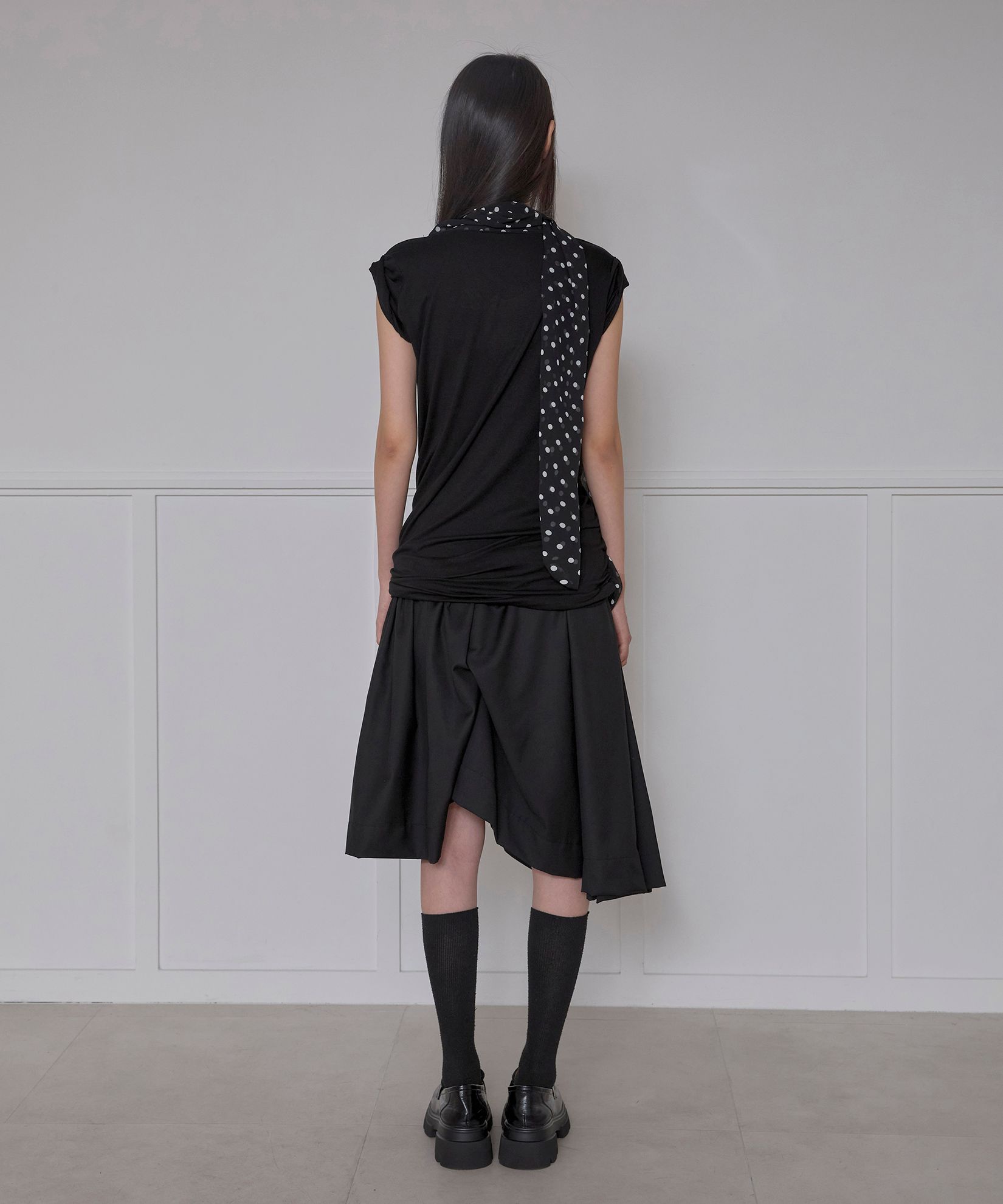 【FLAREUP】25SS★ Layered Dot Scarf T-Shirt MUSINSA | FLAREUP Layered Dot Scarf T-Shirt (FL-172_Black)