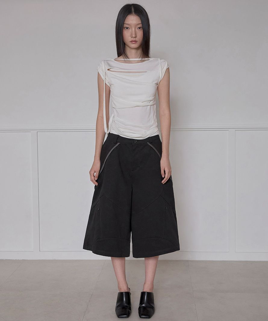 Asymmetrical Bermuda Shorts (FL-254_Black) thumbnail 4