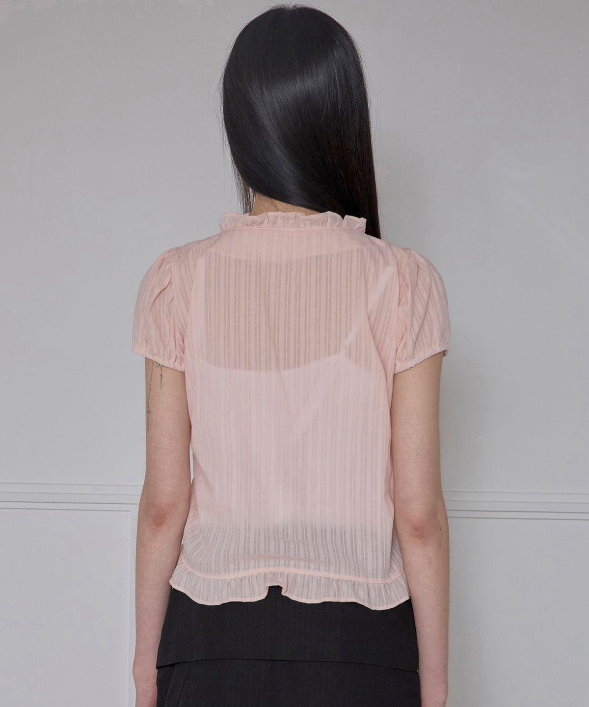 플레어업(FLAREUP) Saya Frill Puff Blouse (FL-180_Powder Pink)