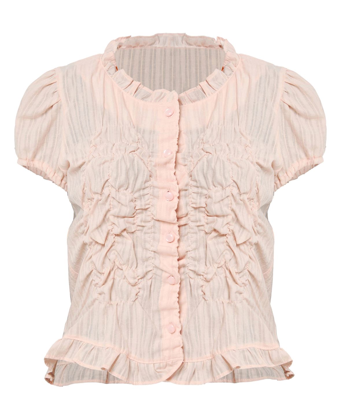 플레어업(FLAREUP) Saya Frill Puff Blouse (FL-180_Powder Pink)
