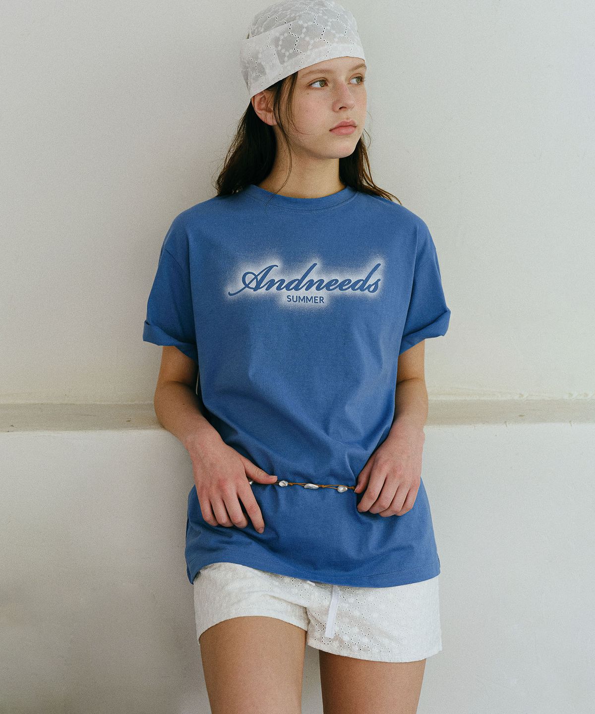 앤니즈(ANDNEEDS) Spray half tee (blue)
