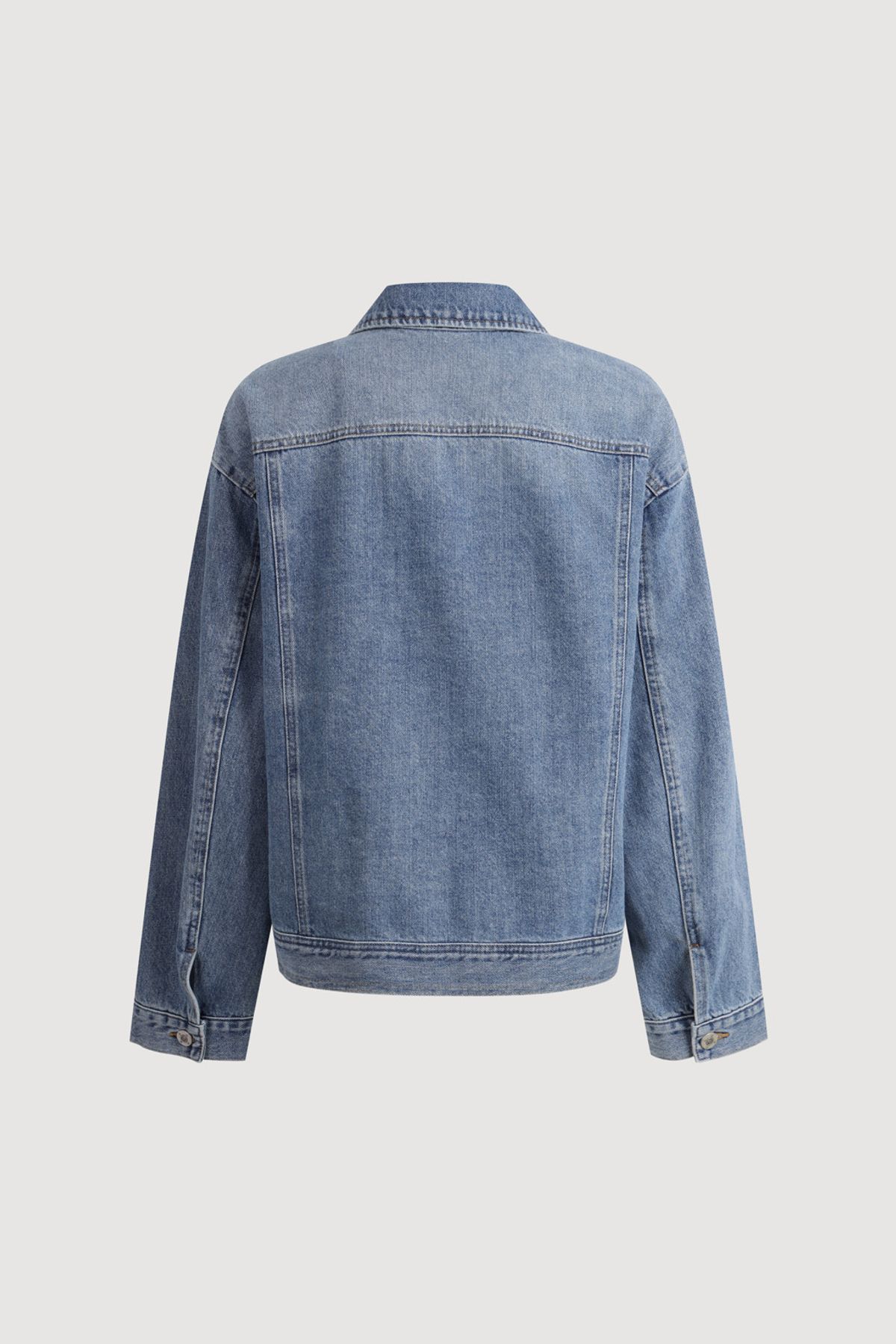 럭키슈에뜨(LUCKY CHOUETTE) Front Detail Denim Collar Jacket (blue) LFPDM25300BUX