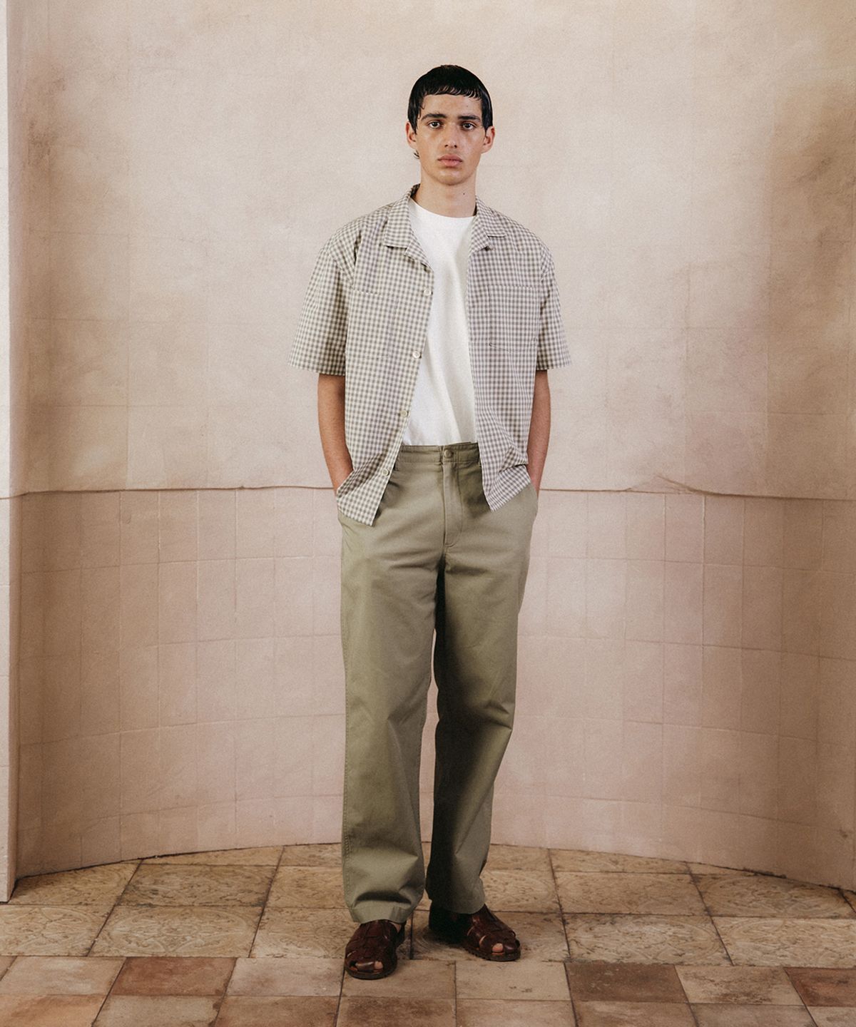 셔터(SHIRTER) NOMAD HALF SHIRT (CHECK BEIGE)