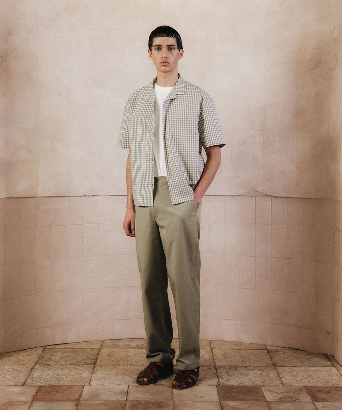 셔터(SHIRTER) NOMAD HALF SHIRT (CHECK BEIGE)