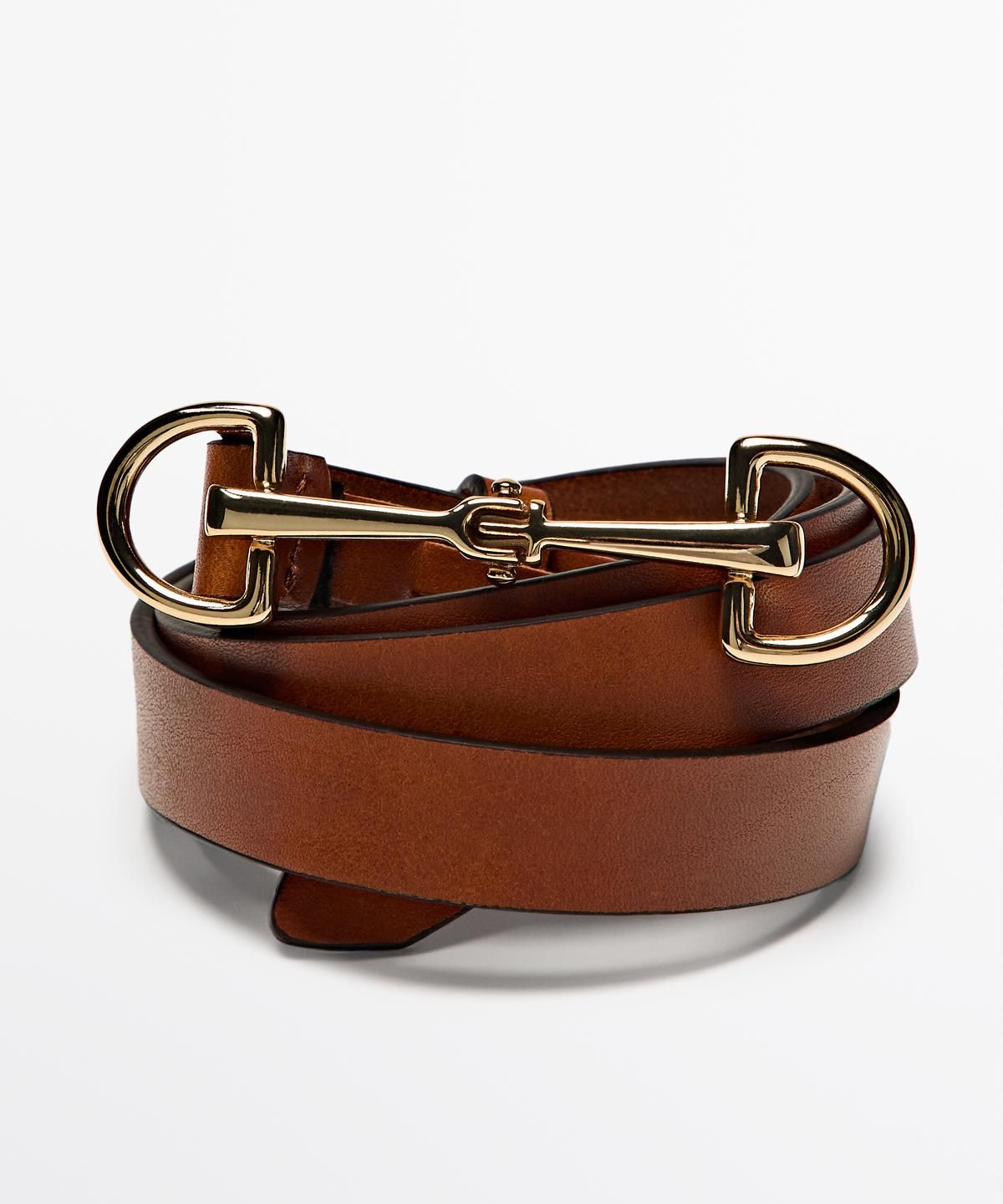 마시모두띠(MASSIMO DUTTI) 이퀘스트리안 나파 레더 벨트