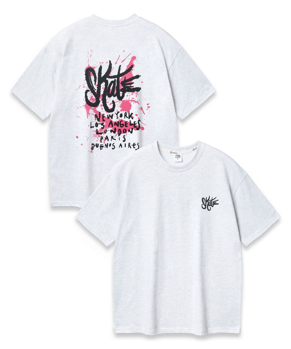 앨빈클로(ALVINCLO) SKATE 오버핏 반팔티 AST4756_white melange