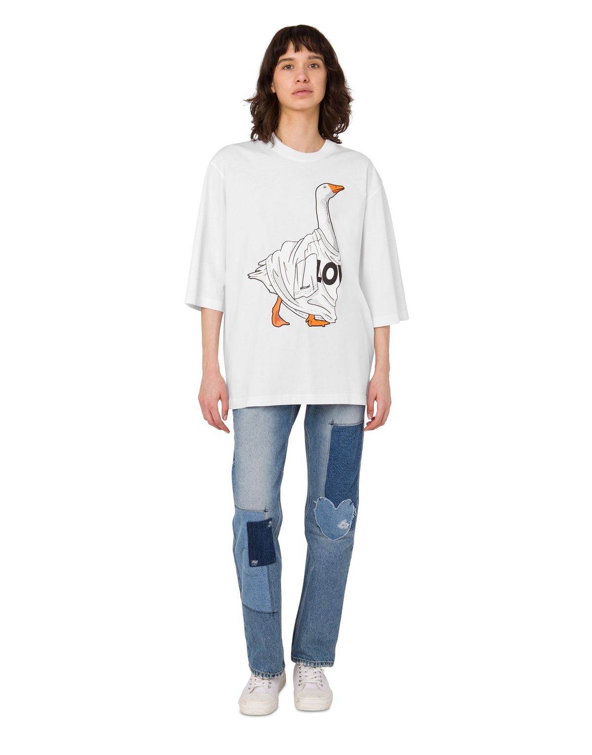 모스키노(MOSCHINO) 구스 화이트 코튼 저지 티셔츠