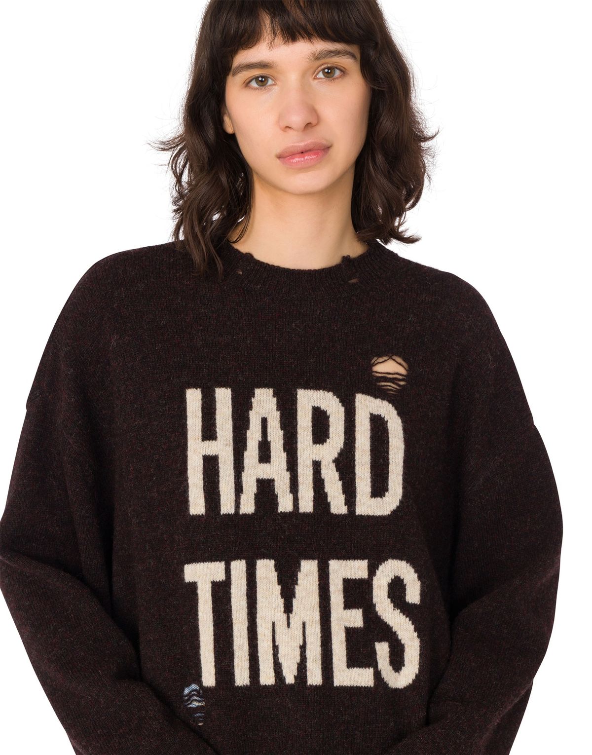 모스키노(MOSCHINO) 셔틀랜드 울 Hard Times 니트 다크브라운