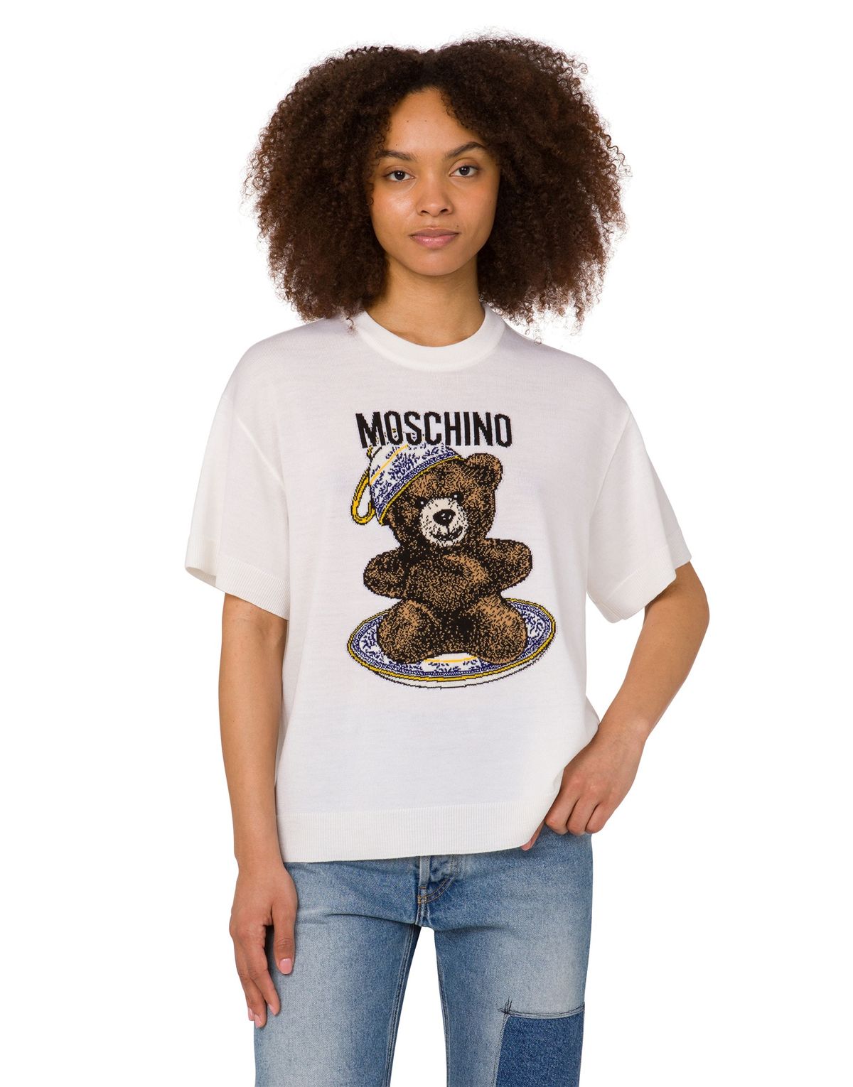 모스키노(MOSCHINO) 티타임 테디 베어 저지 티셔츠