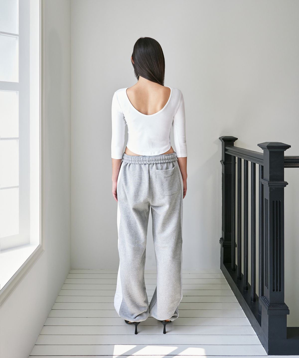 포영(FOUR YOUNG) 3/4 Sleeve Twoway Tee White