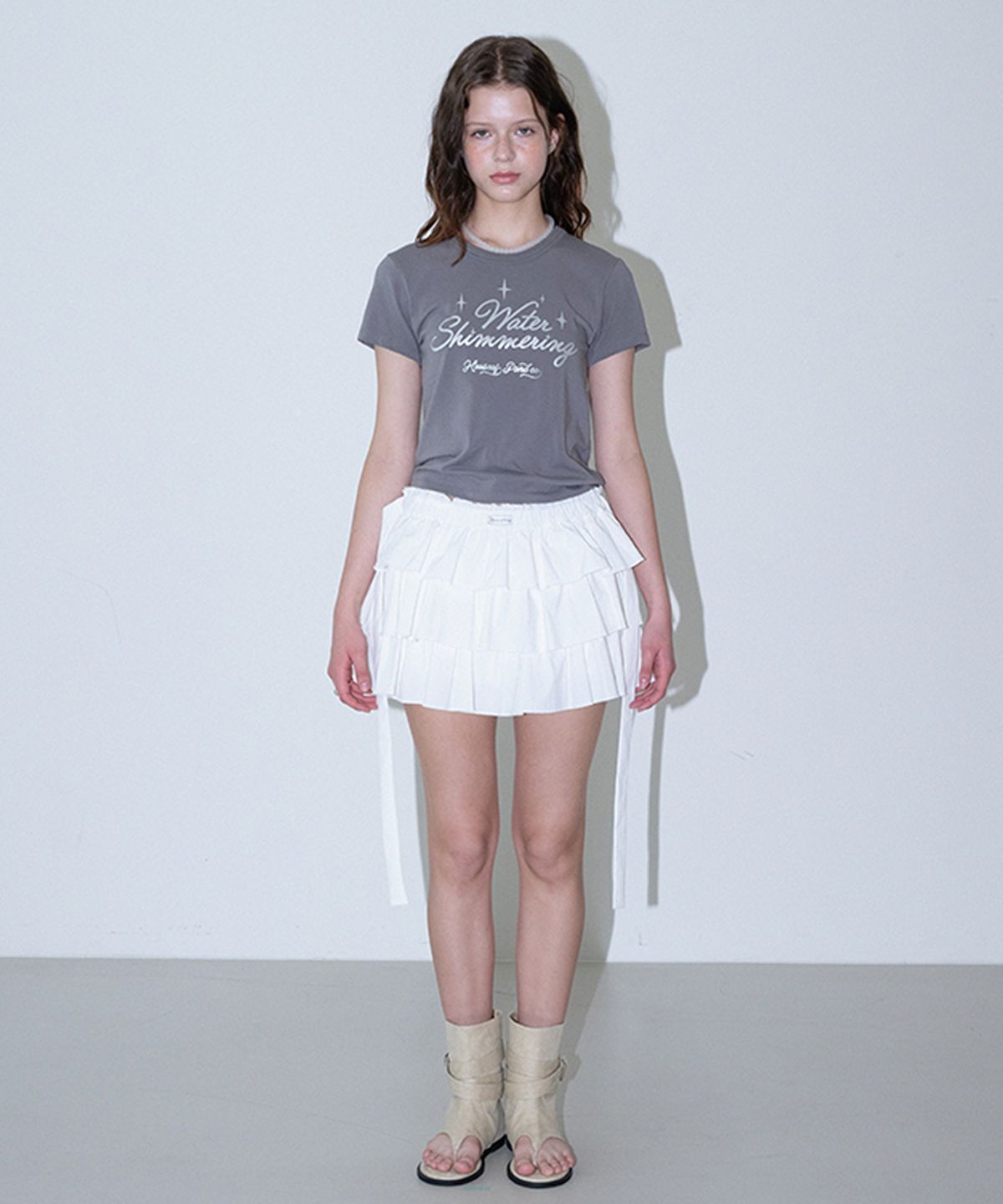 하우스 오브 폰드(HOUSE OF POND) Glitter Logo Span T Shirt_Grey