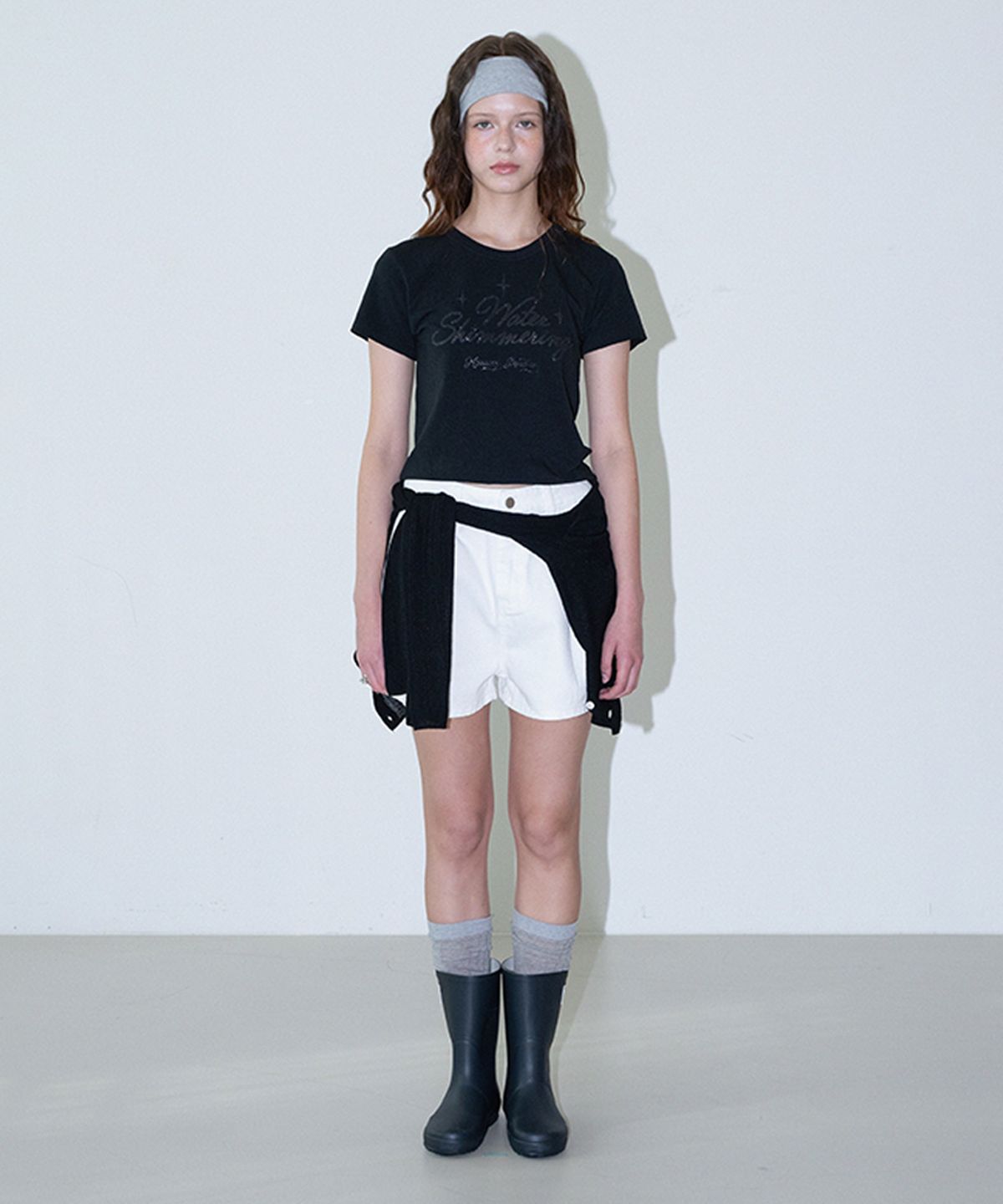 하우스 오브 폰드(HOUSE OF POND) Glitter Logo Span T Shirt_Black