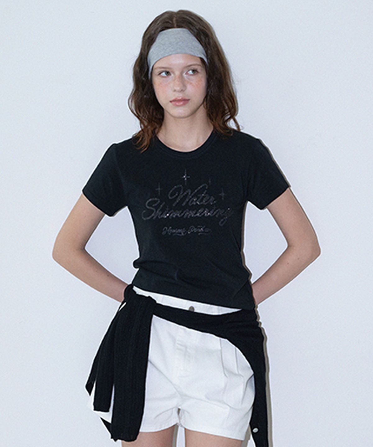 하우스 오브 폰드(HOUSE OF POND) Glitter Logo Span T Shirt_Black