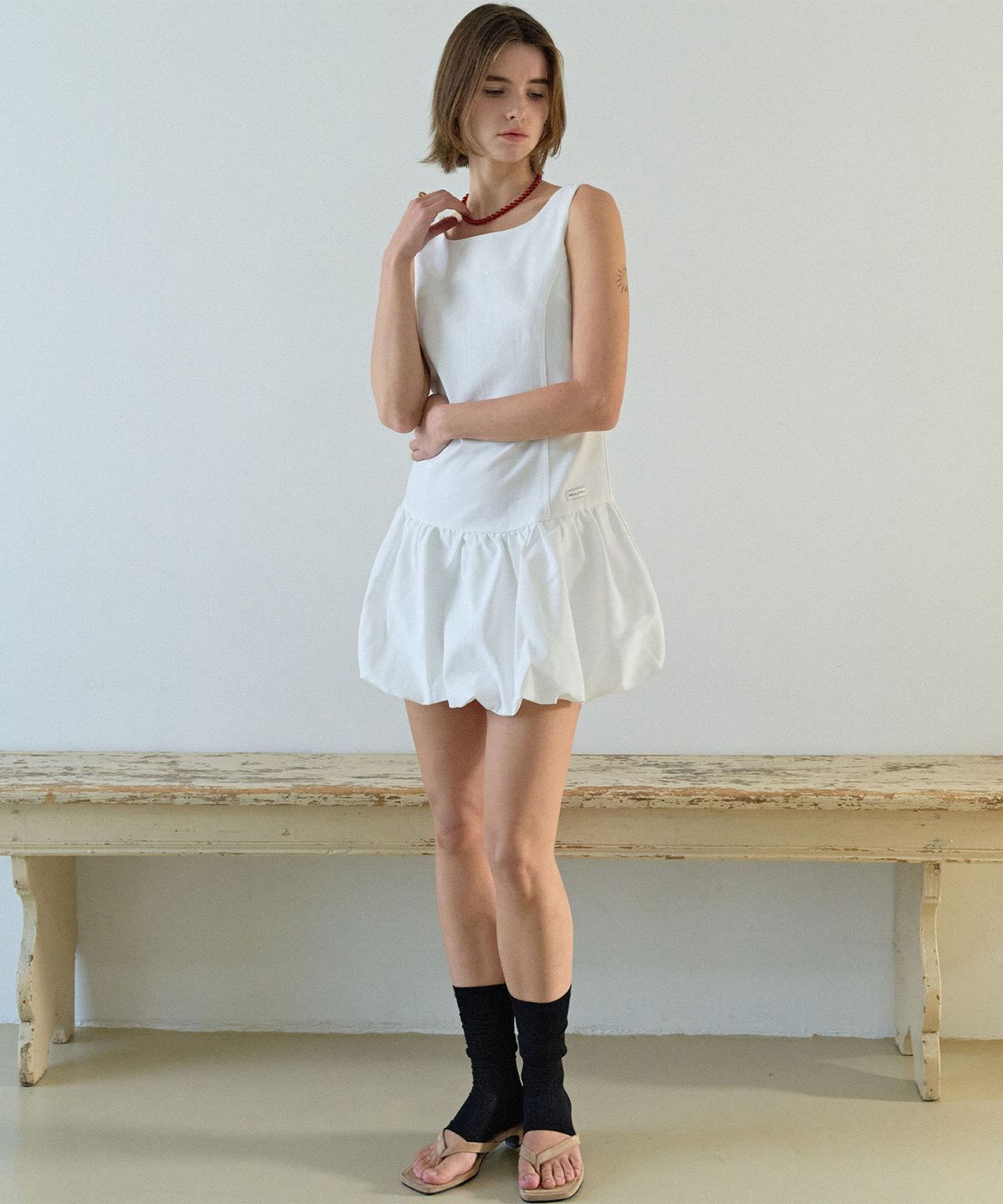하우스 오브 폰드(HOUSE OF POND) Volume Tencel Mini Dress_Ivory
