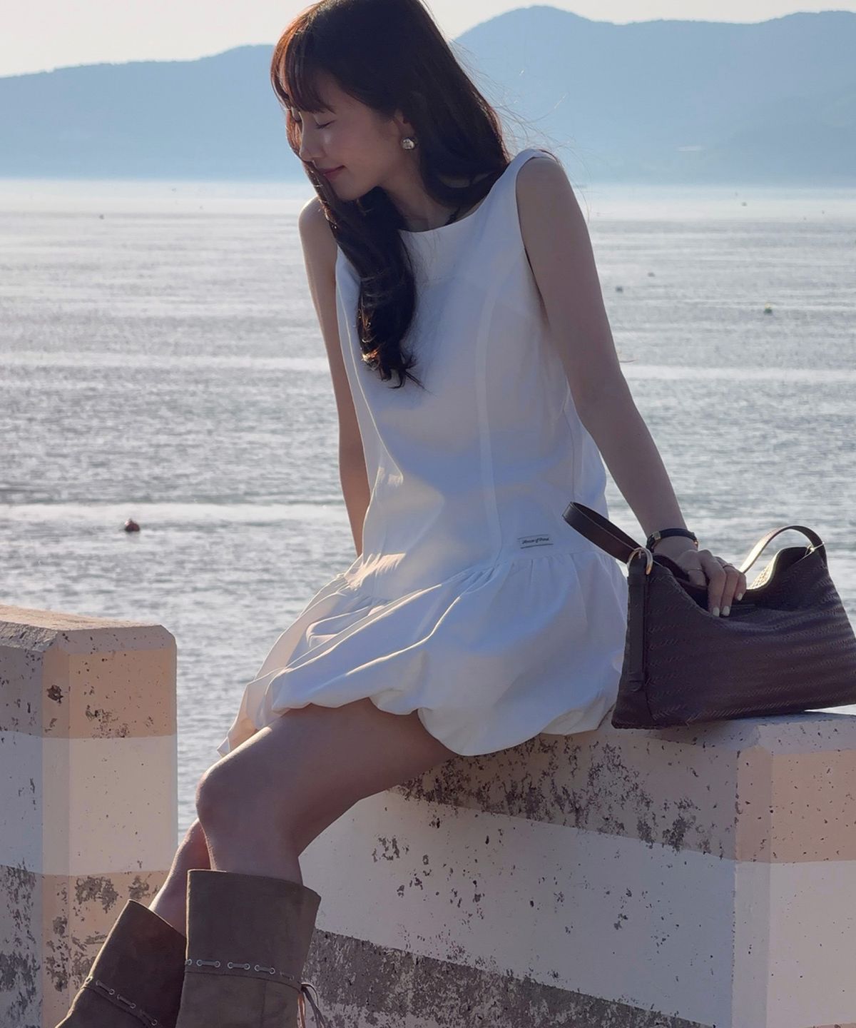 하우스 오브 폰드(HOUSE OF POND) Volume Tencel Mini Dress_Ivory