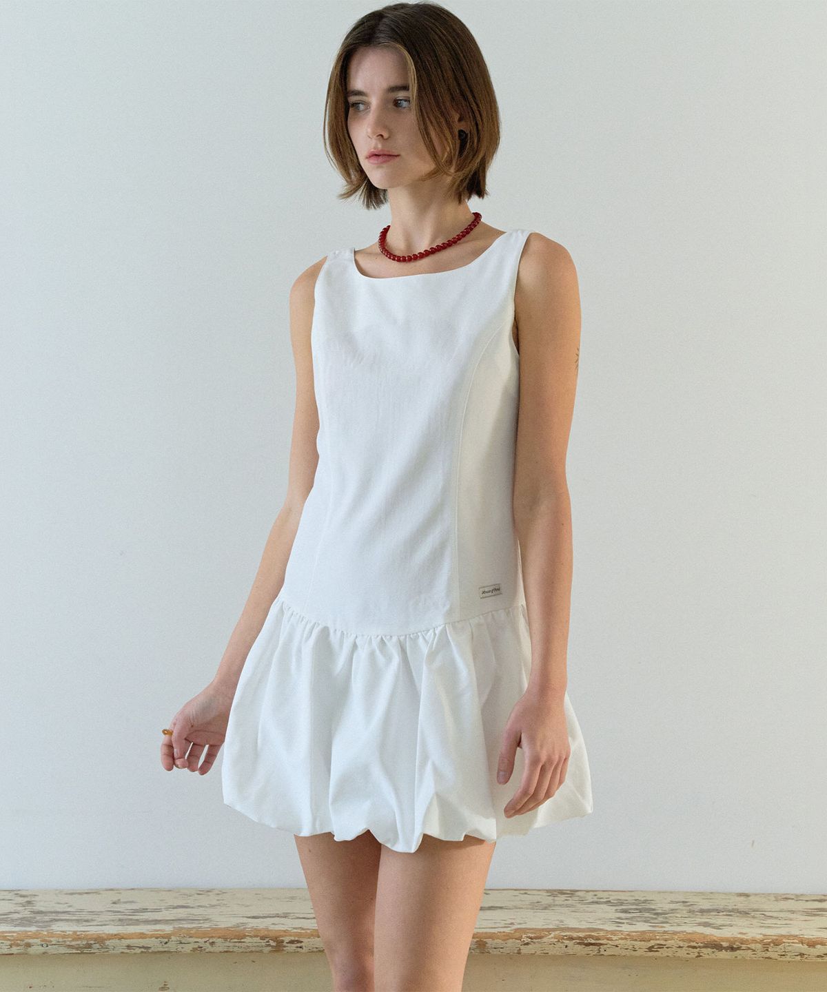하우스 오브 폰드(HOUSE OF POND) Volume Tencel Mini Dress_Ivory