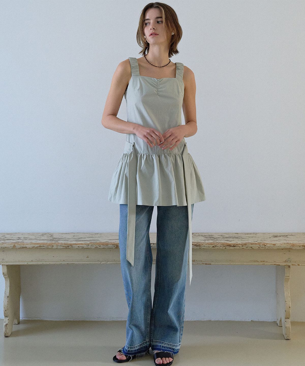 하우스 오브 폰드(HOUSE OF POND) Scrunch Shoulder Dress_Beige