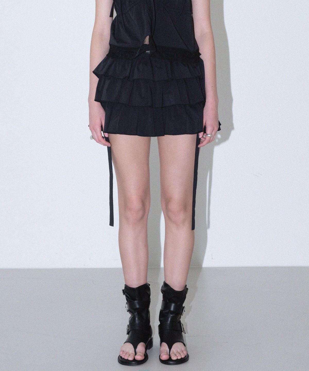 하우스 오브 폰드(HOUSE OF POND) Volume Ruffled Cotton Skirt_Black