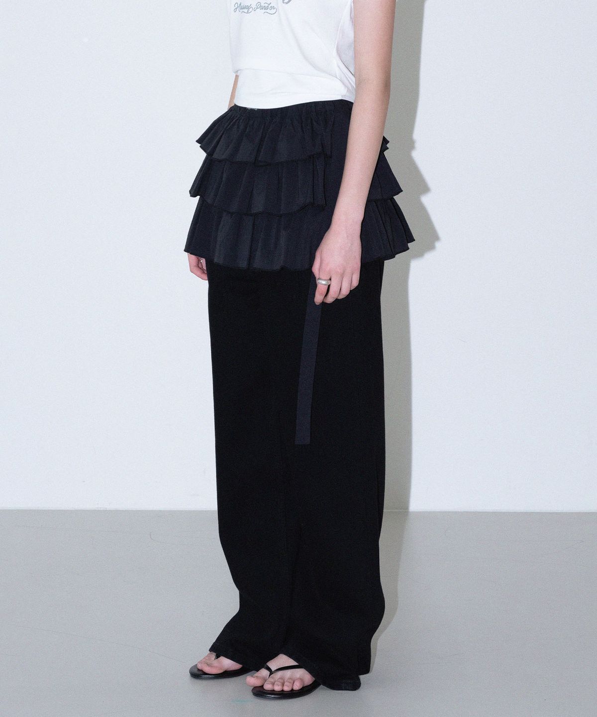 하우스 오브 폰드(HOUSE OF POND) Volume Ruffled Cotton Skirt_Black