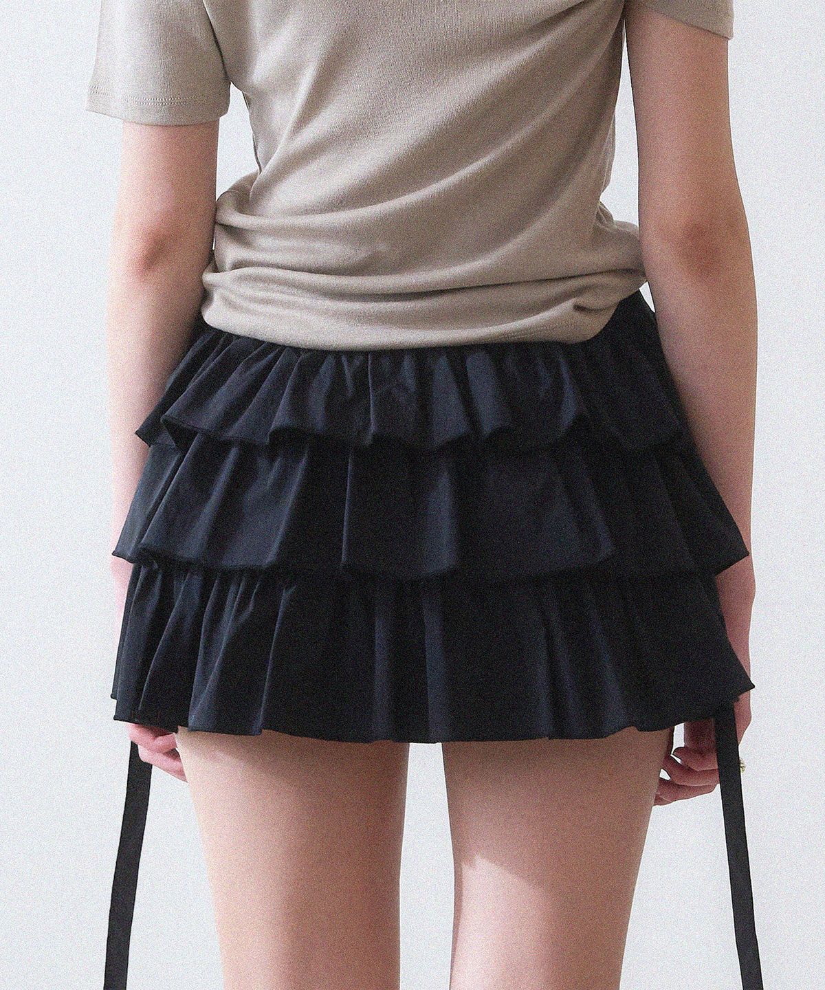 하우스 오브 폰드(HOUSE OF POND) Volume Ruffled Cotton Skirt_Black