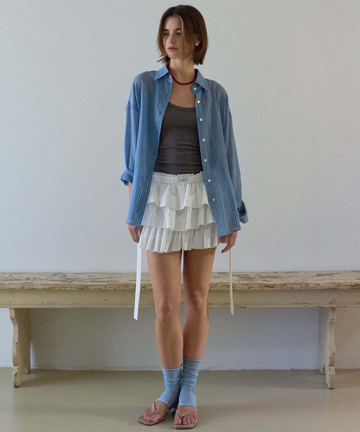 하우스 오브 폰드(HOUSE OF POND) Volume Ruffled Cotton Skirt_Ivory