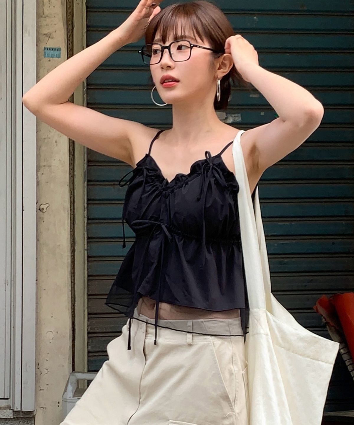 하우스 오브 폰드(HOUSE OF POND) Sheer Layering Bustier_Black