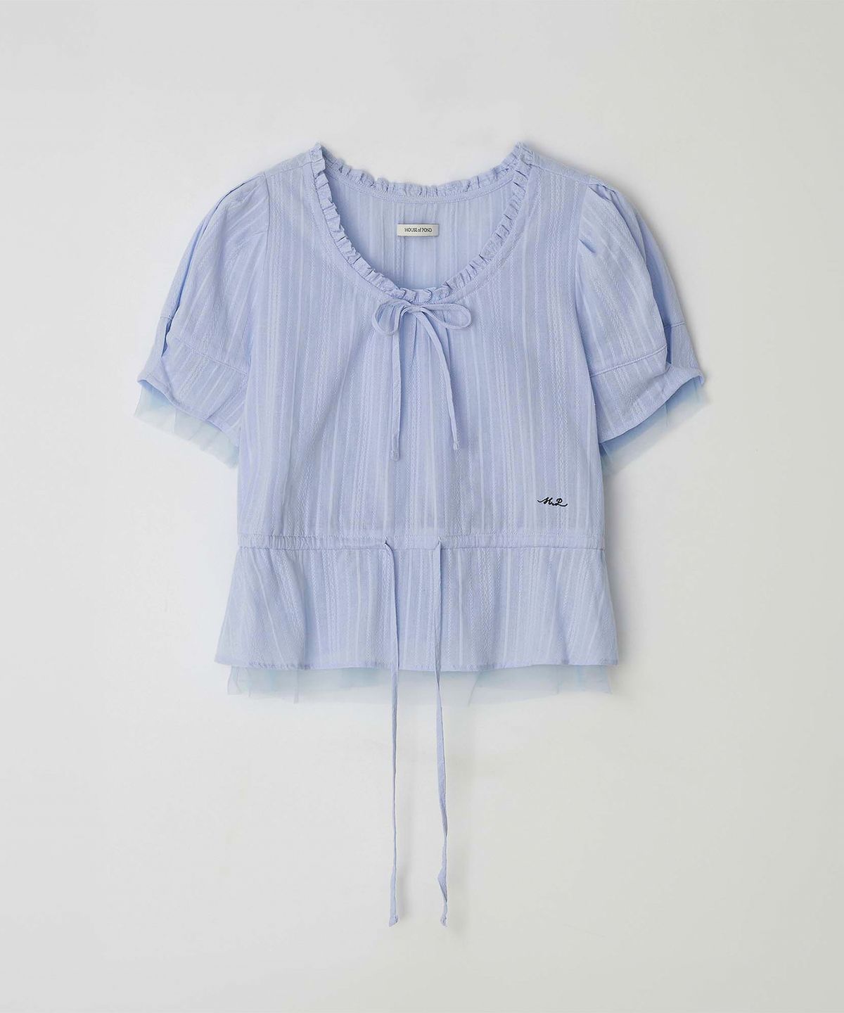 하우스 오브 폰드(HOUSE OF POND) Sheer Layered String Half Blouse_Blue