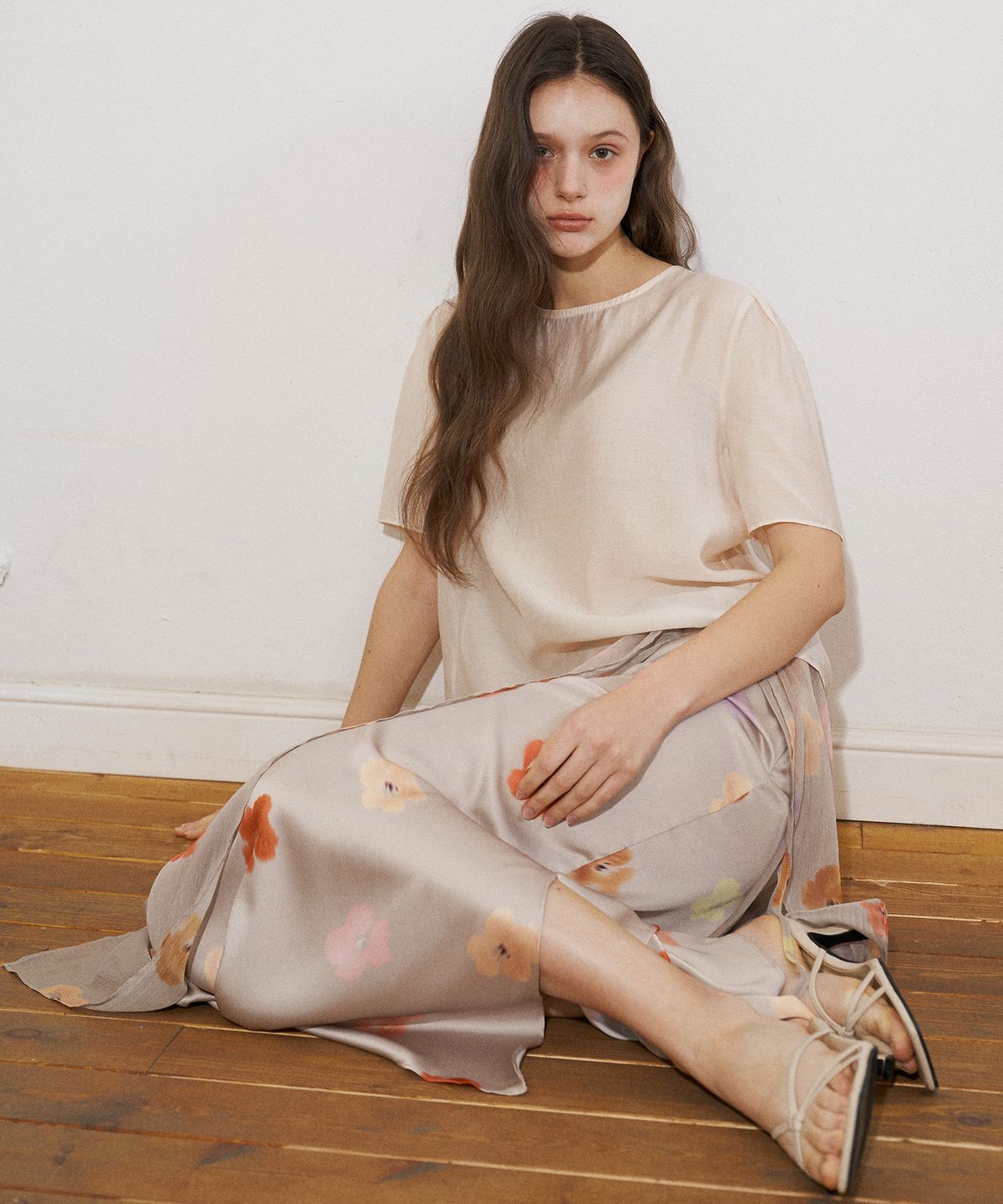 플로브(FLOVE) FLOWER SHEER SET UP SKIRT (JD)
