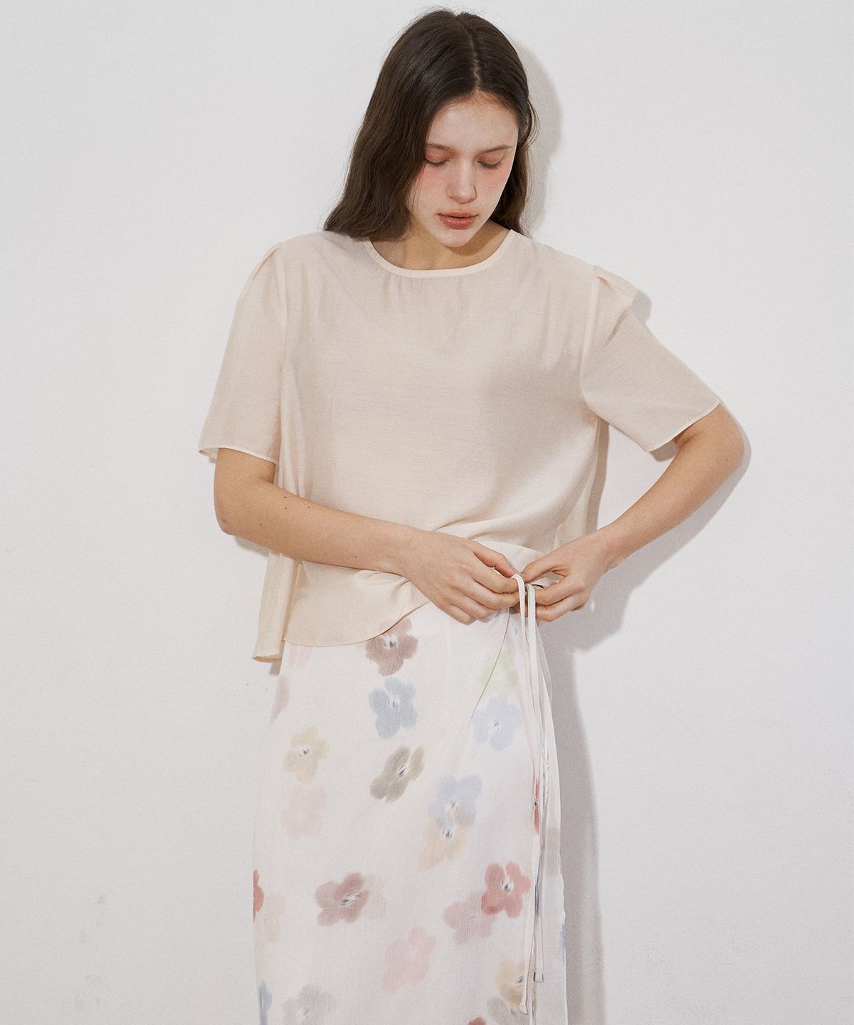 플로브(FLOVE) FLOWER SHEER SET UP SKIRT (WH)