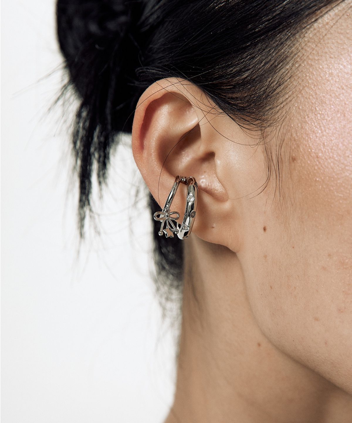카시코(KASHIKO) Drop Ribbon Star Ear Cuff Set