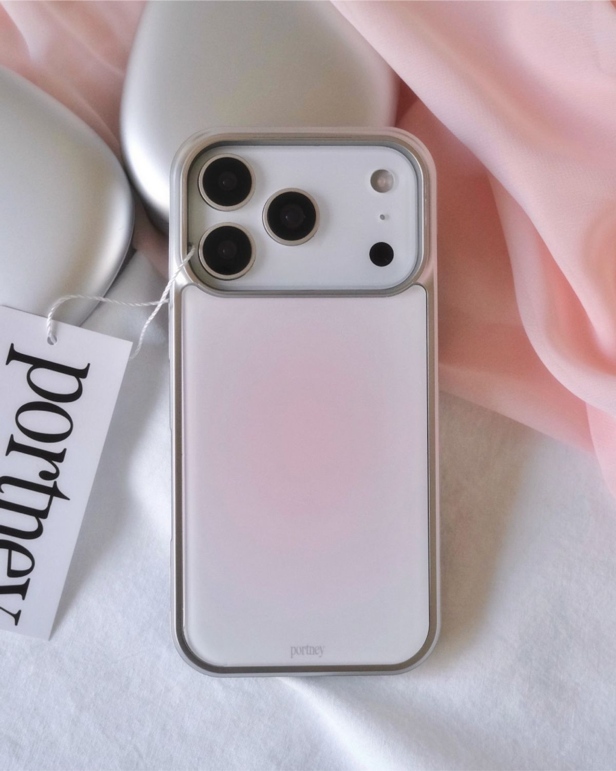 포트니(PORTNEY) [+맥세이프][+Z플립8/폴드]silver pink blossom epoxy case