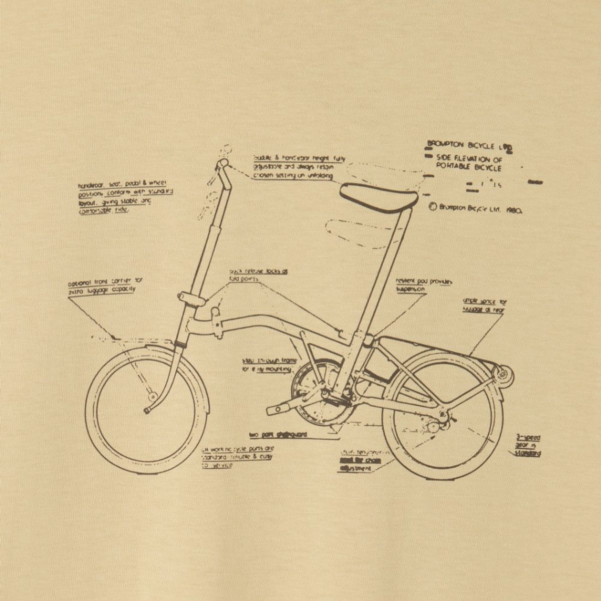 브롬톤 런던(BROMPTON LONDON) BROMPTON BICYCLE GRAPHIC T-SHIRT - BEIGE (P252UTS439)