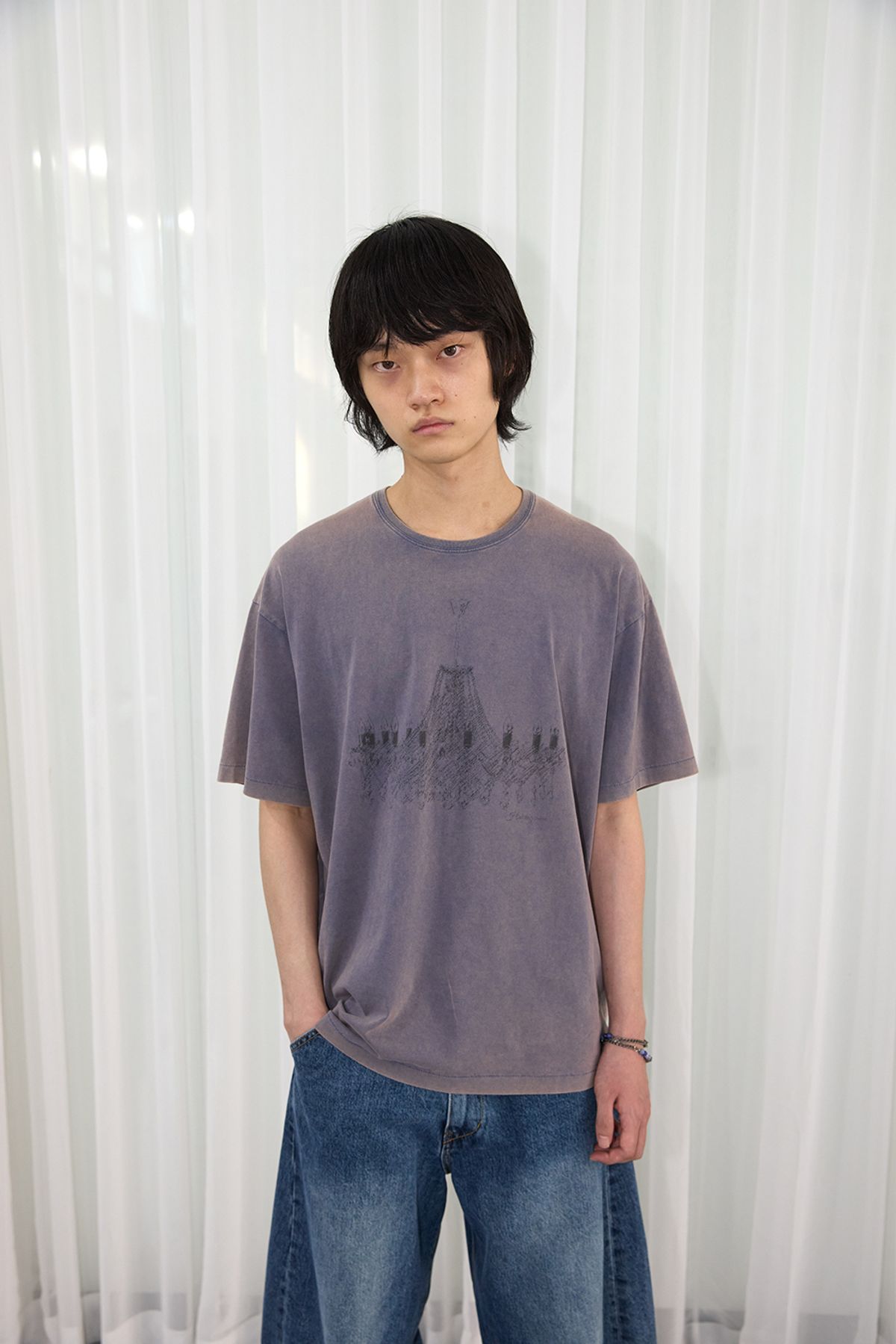 해칭룸(HATCHINGROOM) Chandelier Tee Bleached Blue