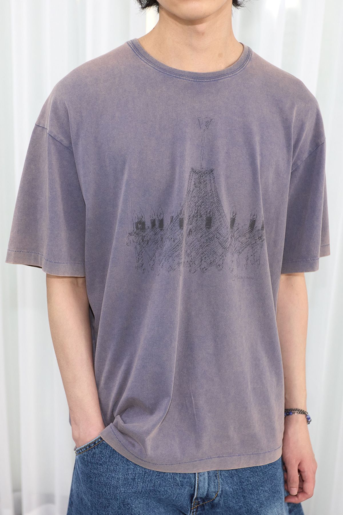 해칭룸(HATCHINGROOM) Chandelier Tee Bleached Blue