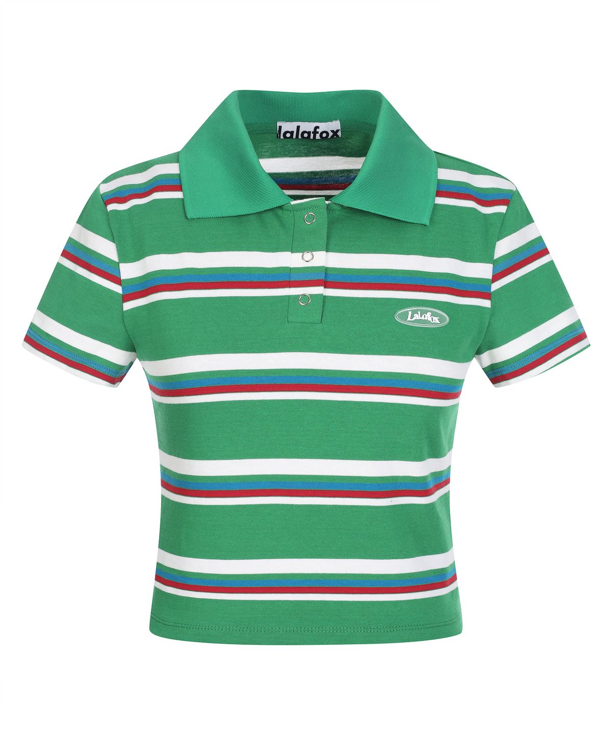 라라폭스(LALAFOX) STRIPED COLLAR T-SHIRT 스트라이프 카라 티셔츠 GREEN BR2CH002