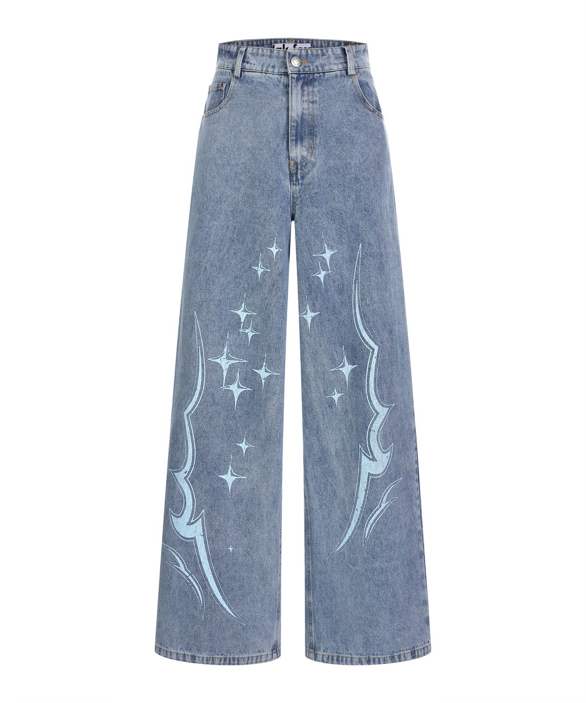 라라폭스(LALAFOX) TWINKLE WIDE DENIM PANTS 프린팅 청바지 BLUE BR2DP003