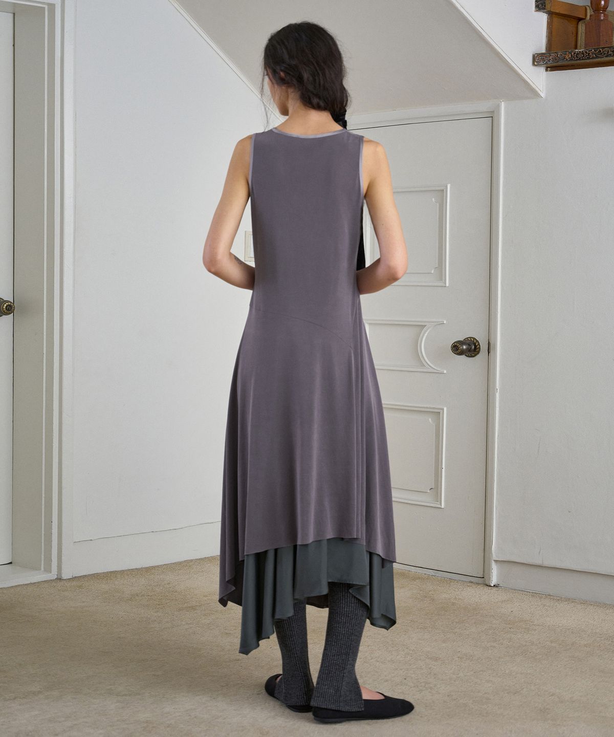시메트릭 퍼센트(SYMMETRICPERCENT) Unbalance Hool Dress / Charcoal